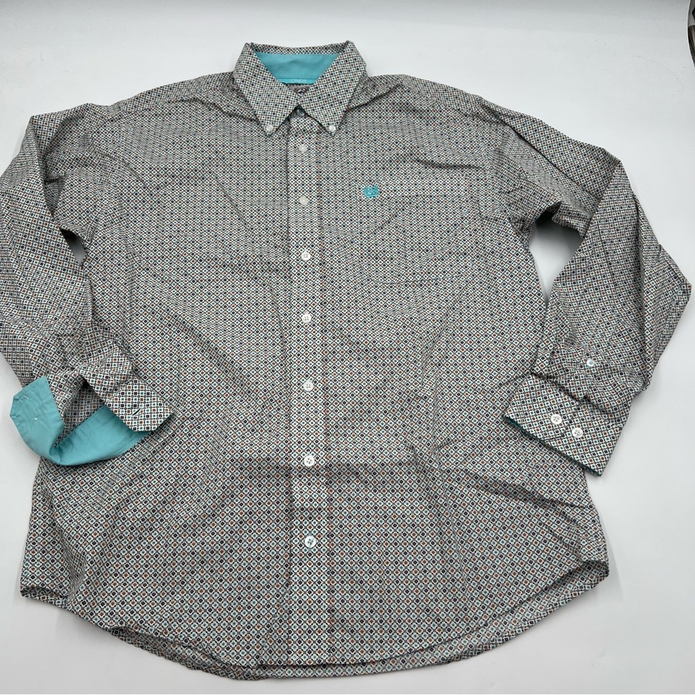 Men's Cinch Geo Print Long Sleeve Western Shirt‎ size Small. Button Down